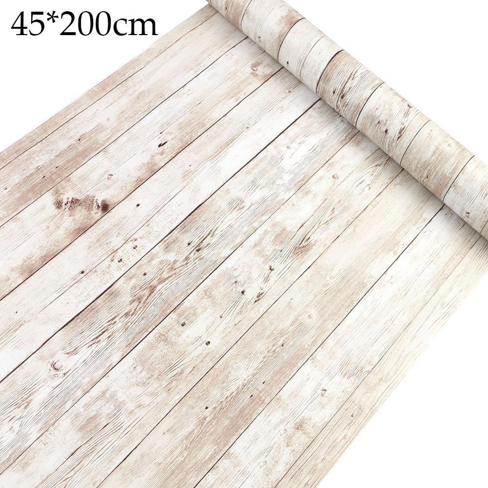 45*200 Self-Adhesive Old Wood Grain Wall Sticker Wood Decoration Wallpaper Panel Stick Wall Interior Decoration Vi Z6O9