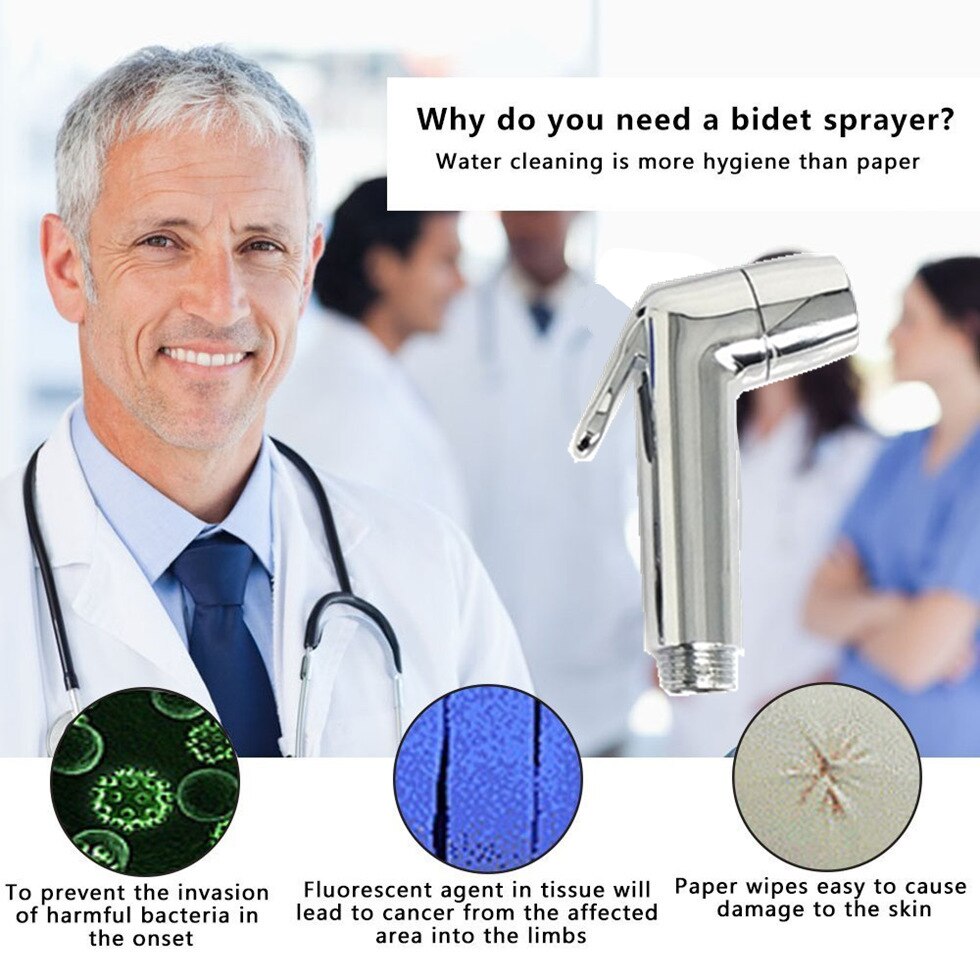 Cabezal de ducha de mano, ducha, inodoro, bidé, chorro de lavado en aerosol, Shattaf con manguera de acero inoxidable de 1,5 metros