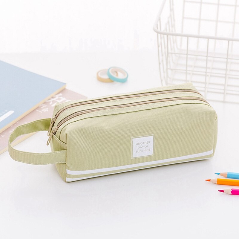 Estuches de lápices de gran capacidad de Color caramelo, bolsas con doble cremallera, caja de tela coreana para bolígrafo, estuche, material estacionario para escuela y oficina: GR