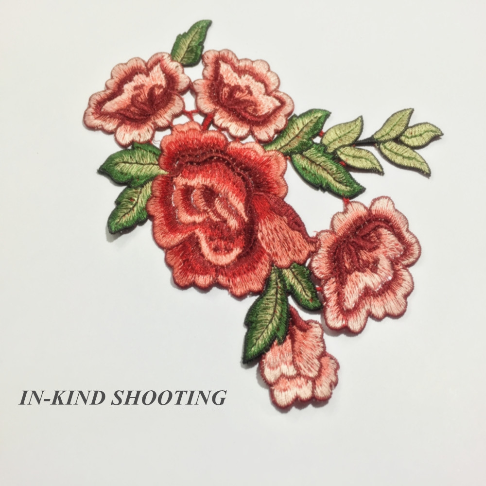 Rose Flower Embroidery Patches Sticker Clothes Parches Para La Ropa Applique Embroidery Flower Patches Diy Clothing Accessories