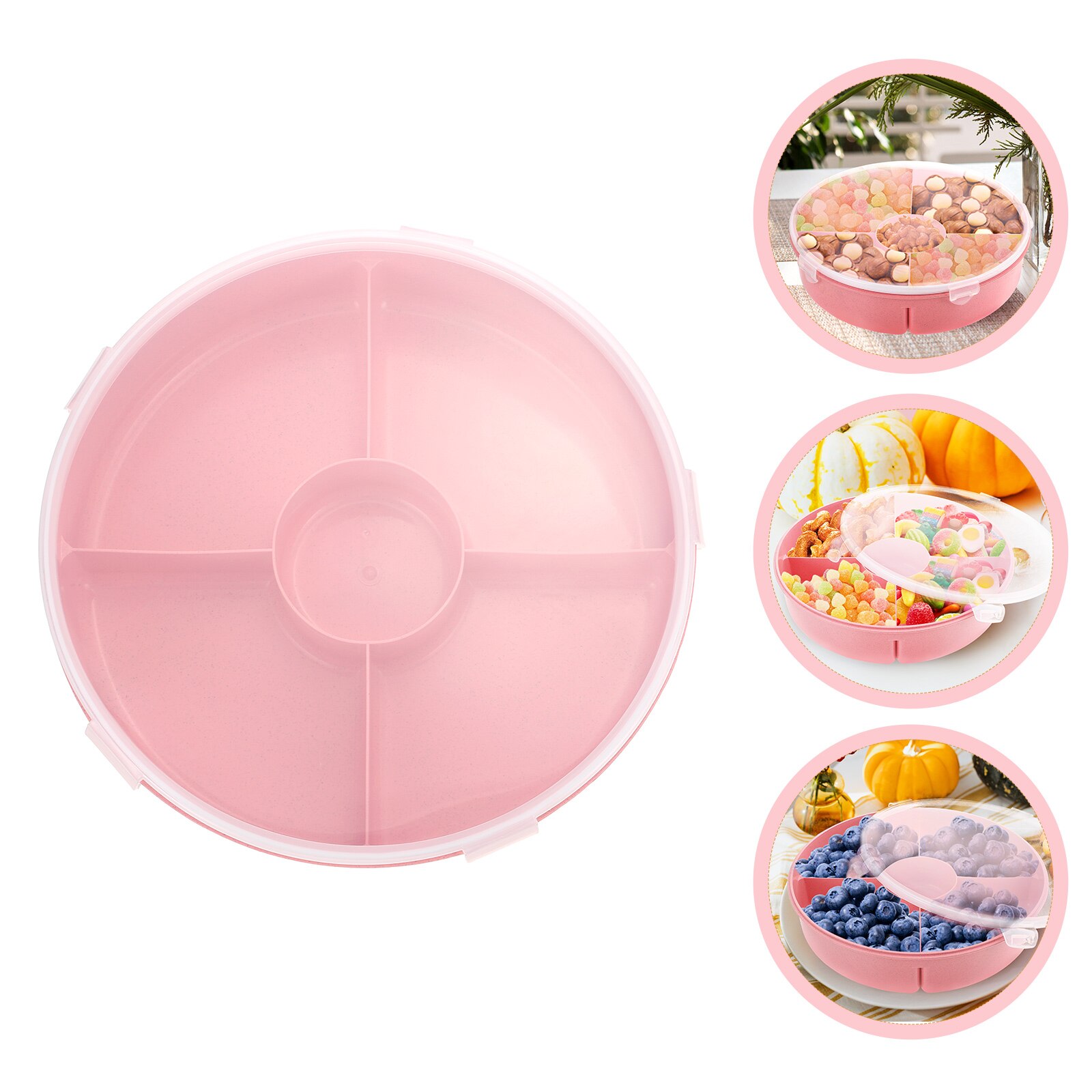 Living Room Fruit Tray Snack Divided Box Snack Box with Lid Five-grids Dried Fruit Box: Default Title