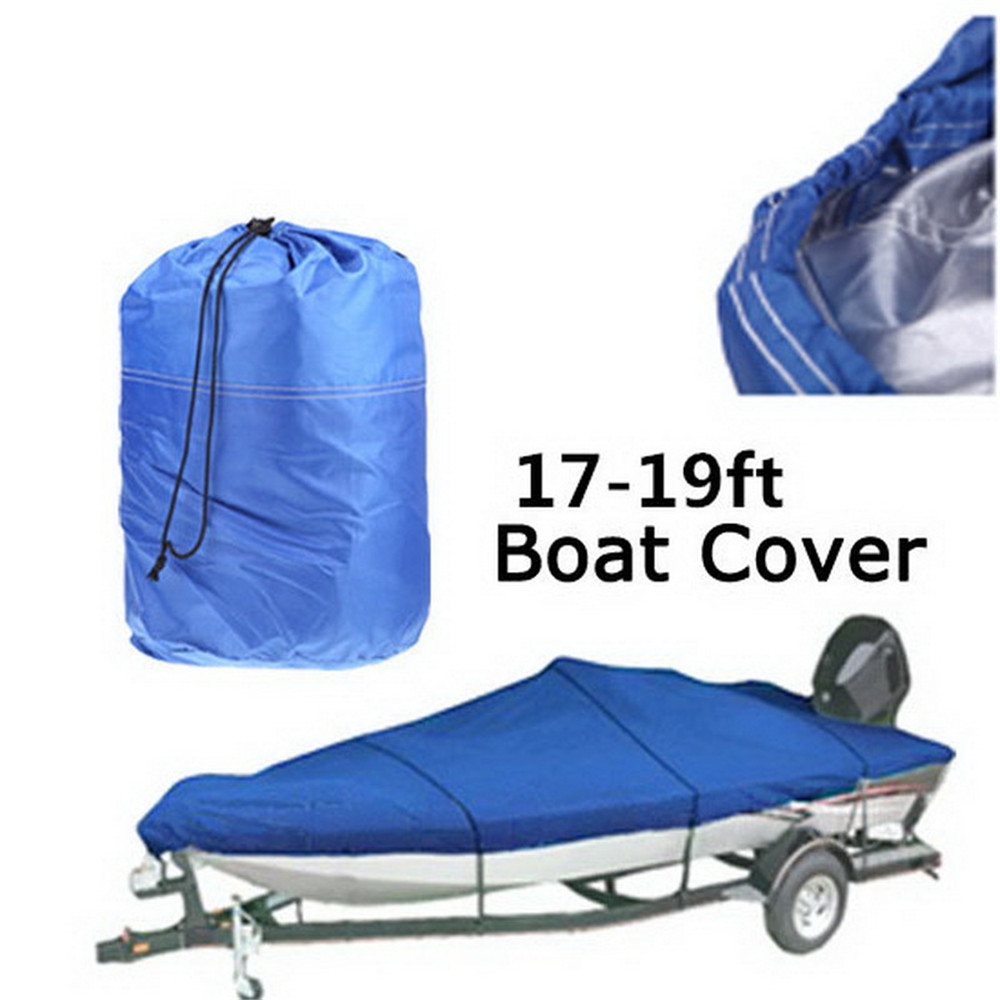 Vandtæt uv-beskyttet trailerbart båddæksel kraftigt oxford 210d gråblåt v-skrog marine grade båddæksel 17-19ft 20-22ft