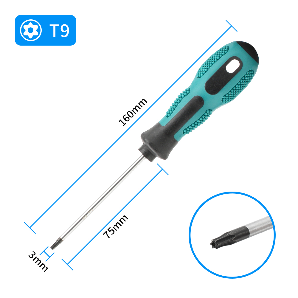Juegos de destornilladores Torx magnéticos de precisión T5 T6 T7 T8 T9 T10 T15 T20 T25 T27 T30 Torx controlador de seguridad Kit de herramientas manuales de reparación: YELLOW