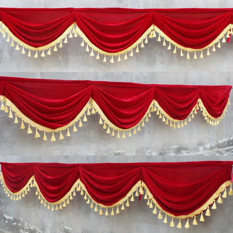 2 Meter Velvet Curtain Swag Tassel Table Cover Wedding Backdrop Table Skirts Stage Background Drapery Party Banquet Walls Decor: Burgundy