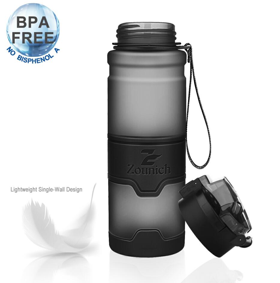 Urheiluvesipullot 400 ml proteiiniravistelija ulkoilumatka kannettava vuotamaton tritanmuovinen suurikapasiteettinen juomapullo bpa-vapaa: Harmaa