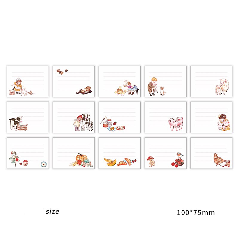 30 Pages /Pack Retro Paper Memos Country Forest Series Simple Memo Pads Message Bacis Material Paper: A