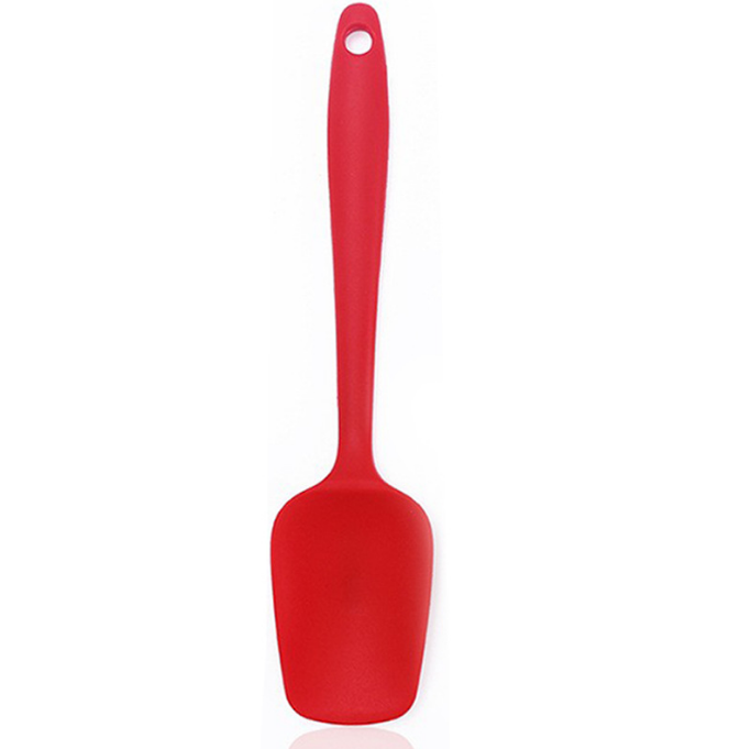 Universal Heat Resistant Integrate Handle Silicone Spoon Scraper Spatula Ice Cream Cake Kitchen Tool Utensil: Red