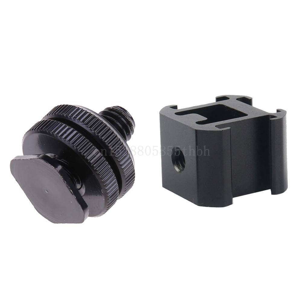 3 Shoe Mount Adapter Dual Screws Stand Holder for DSLR Camera Flash Light