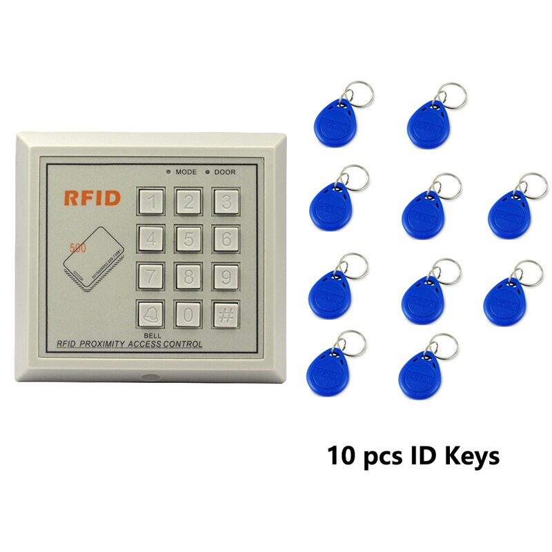 125Khz RFID Keypad Access Control System Device Machine RFID Card Reader Door Lock System 500 users gray: ACand 10 keys