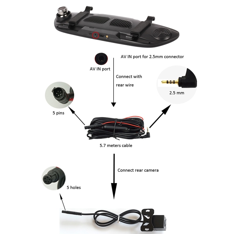 Camlive factory  hd720 night vision bagkamera til mtk 6582 og mtk 6735 spejl bil dvr med 120 graders synsvinkel