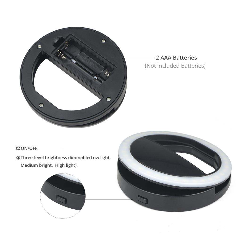 Draagbare Make-Up Spiegel licht LED Selfie Ring Lamp LED Mobiele Telefoon licht Fotografie Clip Ring Beauty Tools Voor Foto vullen licht
