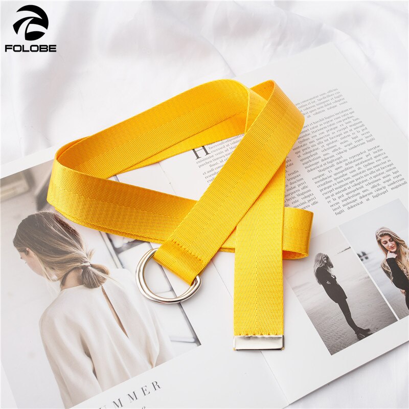 FOLOBE Women Unisex Belt Solid Canvas Belts Woven Female Fabric Waistband White Black Red Yellow Men