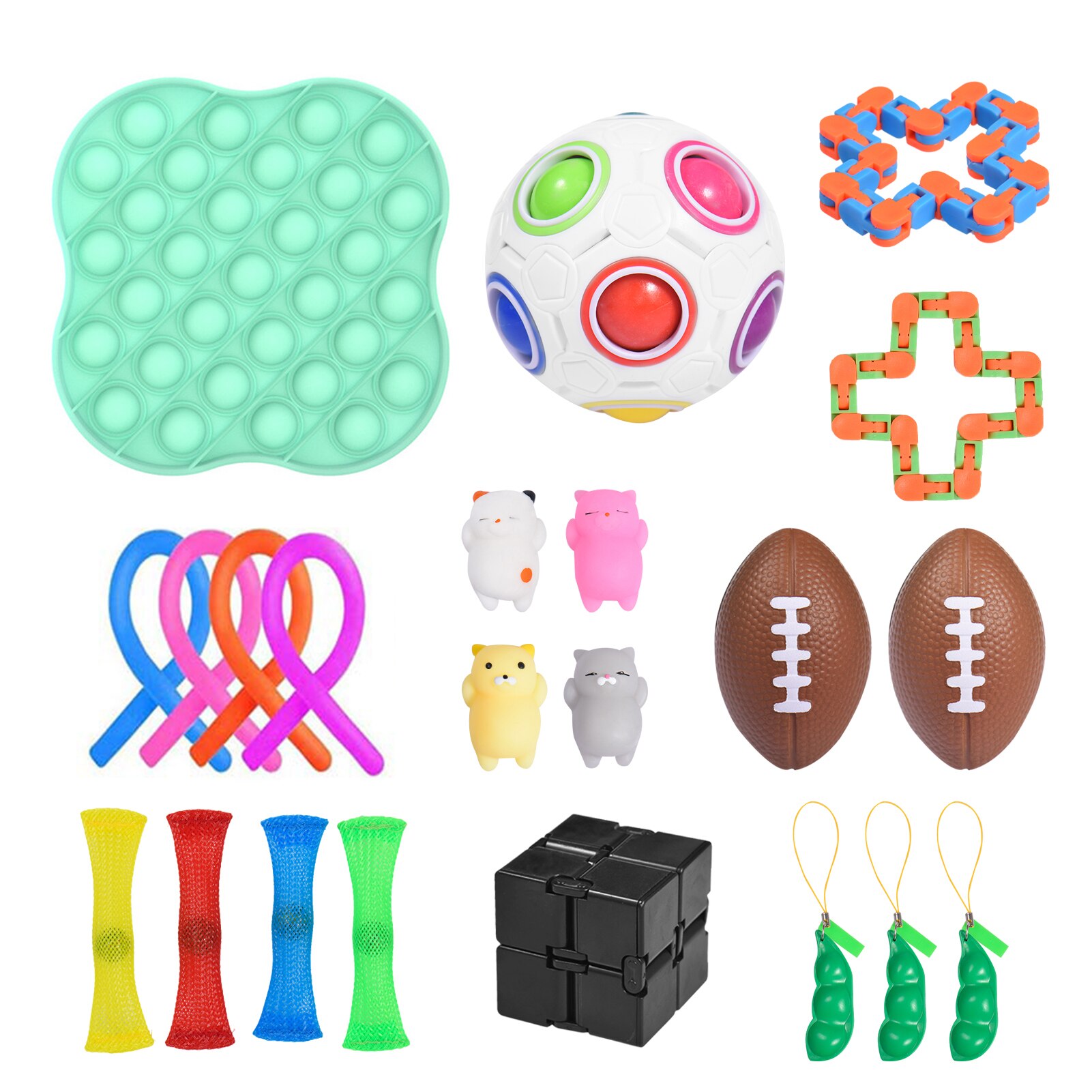 22 pacote de brinquedo sensorial fidget conjunto de alívio do estresse brinquedos para crianças adultos brinquedo sensorial fidget conjunto de brinquedo sensorial aliviar o estresse: 01