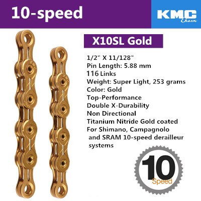 Łańcuch KMC Z99/X9/X9SL/X10/X10SL/X11/X11SL, 116 ogniw, prędkość 6/7/8/9/10/11, srebrny/szary/złoty do roweru szosowego mtb łańcuch rowerowy