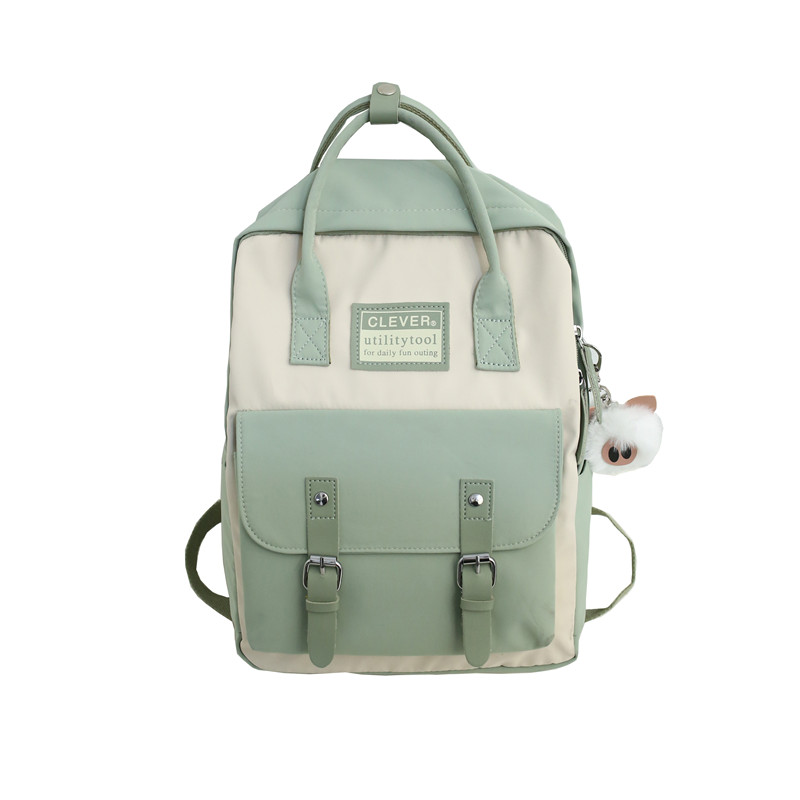 Vrouwen Nylon Rugzak Snoep Kleur Waterdichte Schooltassen Voor Tieners Meisjes Vrouwelijke Rugzak Patchwork Rugzak Mochila: Light green