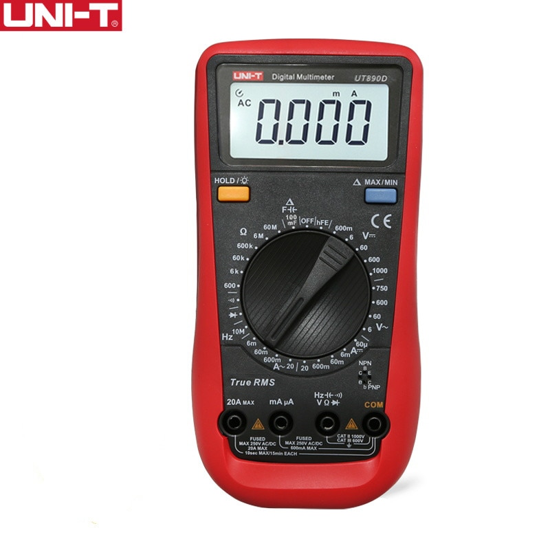 UNIT True RMS Multimeter Digital UT890D Manual Range AC DC Resistance Frequency Capacitor Tester Ammeter hFE Diode Multitester