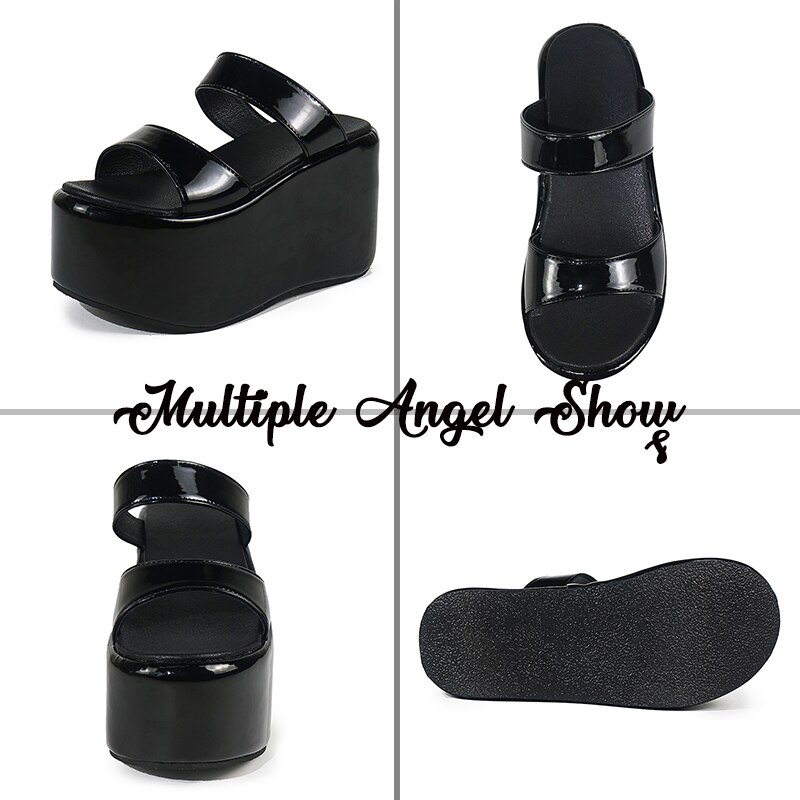 Sandalias góticas con plataforma y Punta abierta para mujer, cuñas de suela gruesa, chanclas Punk informales de ocio al aire libre, zapatos de verano,
