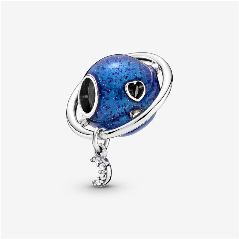 Abalorio de plata de ley S925 para mujer, accesorio de luna de tierra brillante, pulsera y brazalete Original de 3mm, de joyería de cumpleaños, novedad de