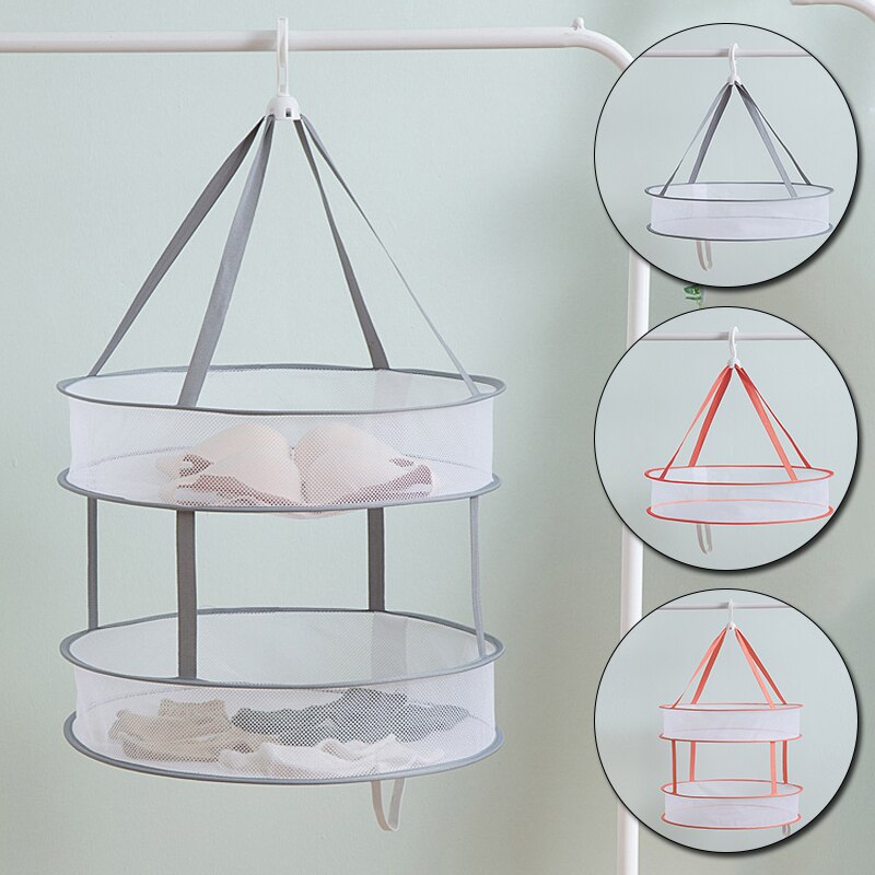 1PC chandail rond étendoir pliant 2 couche Double vêtements suspendus panier à linge sèche-linge coupe-vent séchage vêtements Net