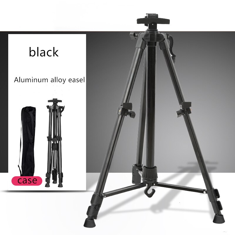 Portable Adjustable Metal Sketch Easel Stand Foldable Travel Easel Aluminum Alloy Easel Sketch Drawing For Artist Art Supplies: black