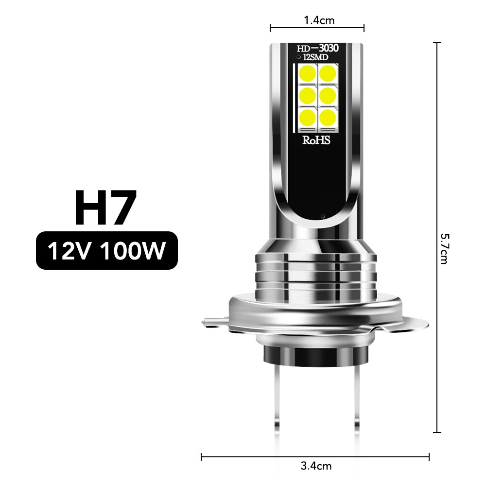 2 pièces H7 PHARE LED Ampoule Faisceau Kit 12V 100 – Grandado