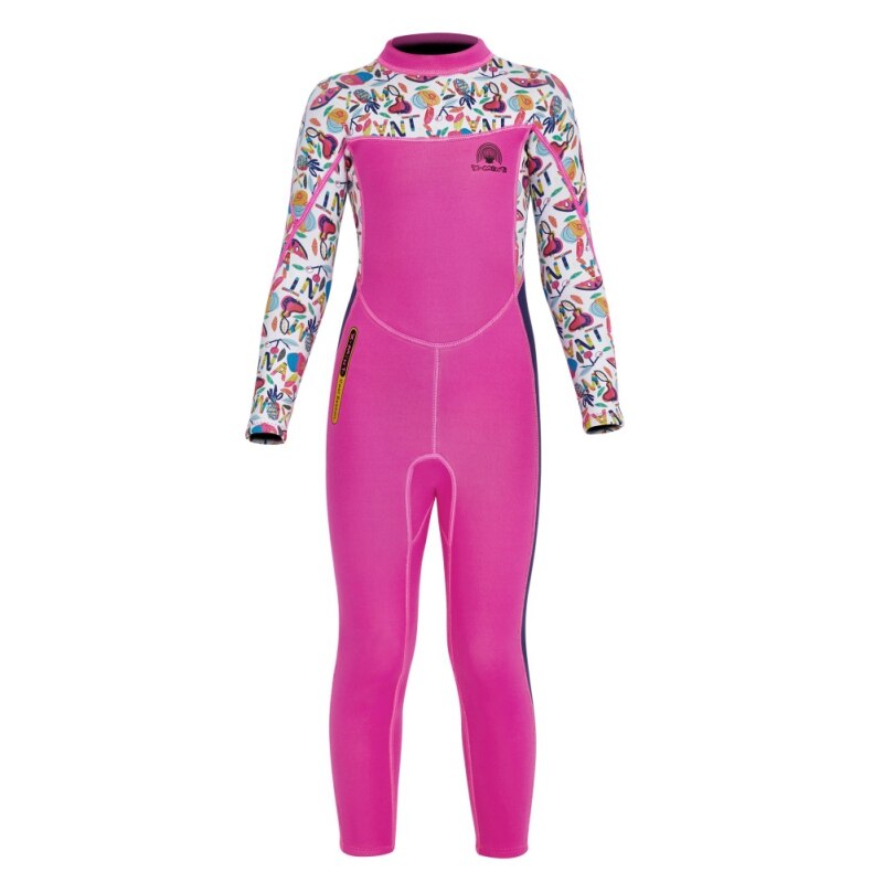 Traje de baño de 2,5mm para niña, bañador de retales para chico, traje de buceo para niños, traje de surf, Medusa, mojado de una pieza: pink / XL