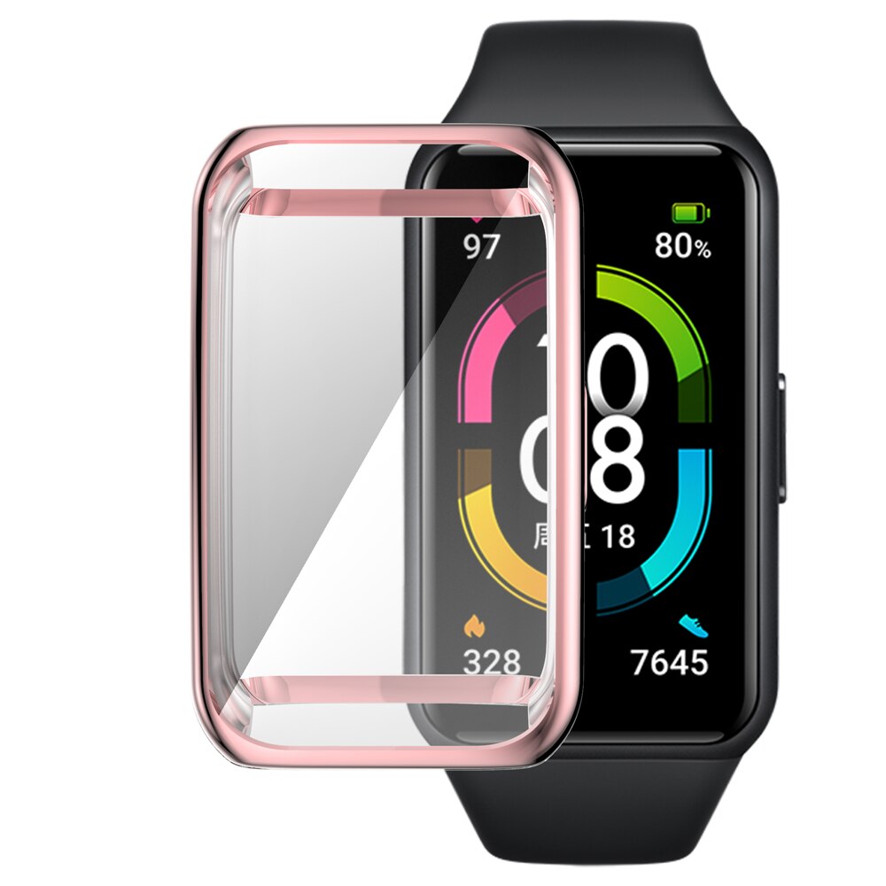 Tpu koko näytön suojakuori älykellon suojakotelo päällystetty kuoripuskuri kunnianauhalle 6 huawei band 6