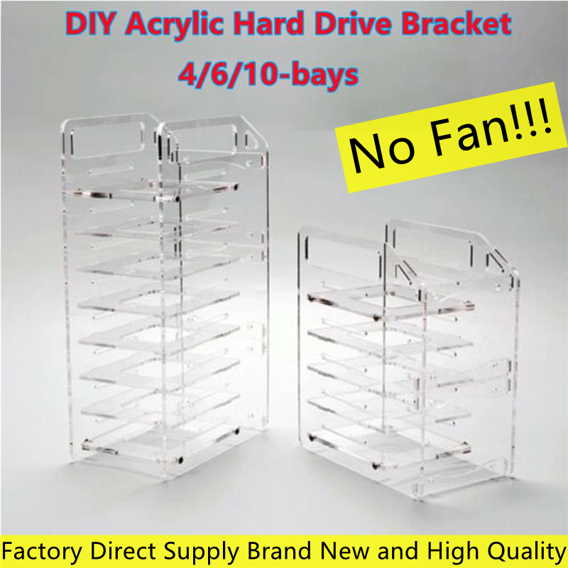 DIY Acrylic Hard Drive Bracket Transparent Hard Disk Shelf Desktop Computer External Storage Box HDD Hard Disk Drives Cage