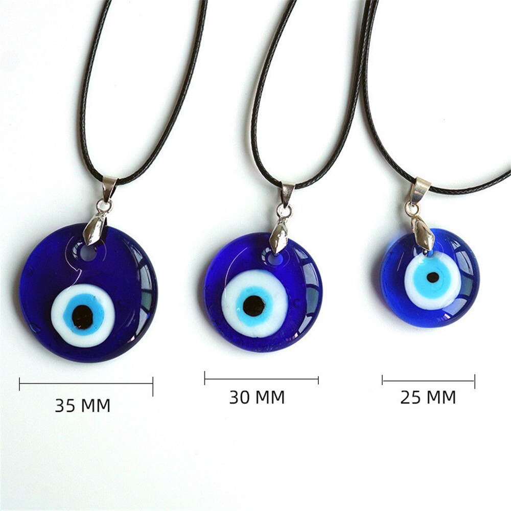 1PC Teufel der Augen Halskette Türkei Blau 35mm 30mm 25mm Glas Kreuz-Grenze Zubehör Einfache wachs Linie Anhänger