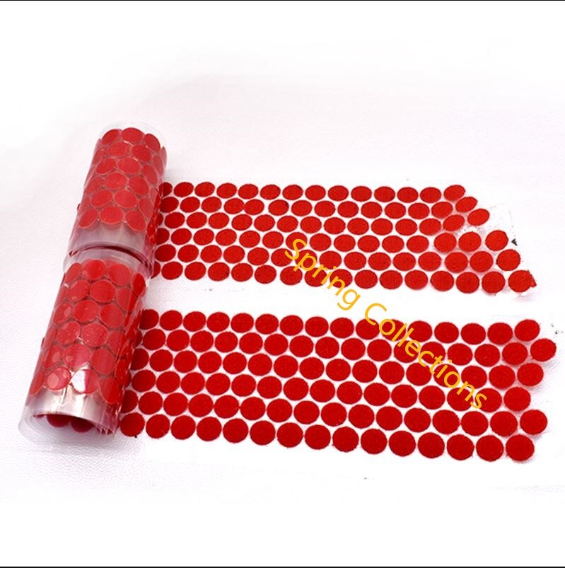 50/100 paren/partij Rode Lijm Sluiting Tape Dots 18mm Polyester Lint Haak Lus Voor schoenen/papier ambachten (haak + loop)