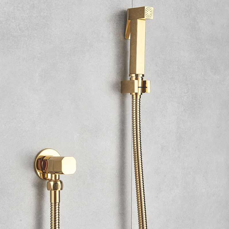 Onyzpily Bidet Kraan Golden Geborsteld Goud Wc Hand Bidet Kraan Wandmontage Rvs Slang Bidet Sproeier Set Kit