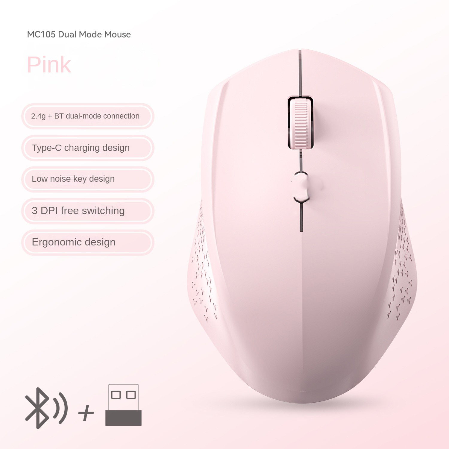 1600 DPI 2.4G/BT Dual Mode Wireless Mice Rechargeable Ergonomic Silent Bluetooth Mouse For Laptop/Notebook/iPad/Tablet/Mac book: green