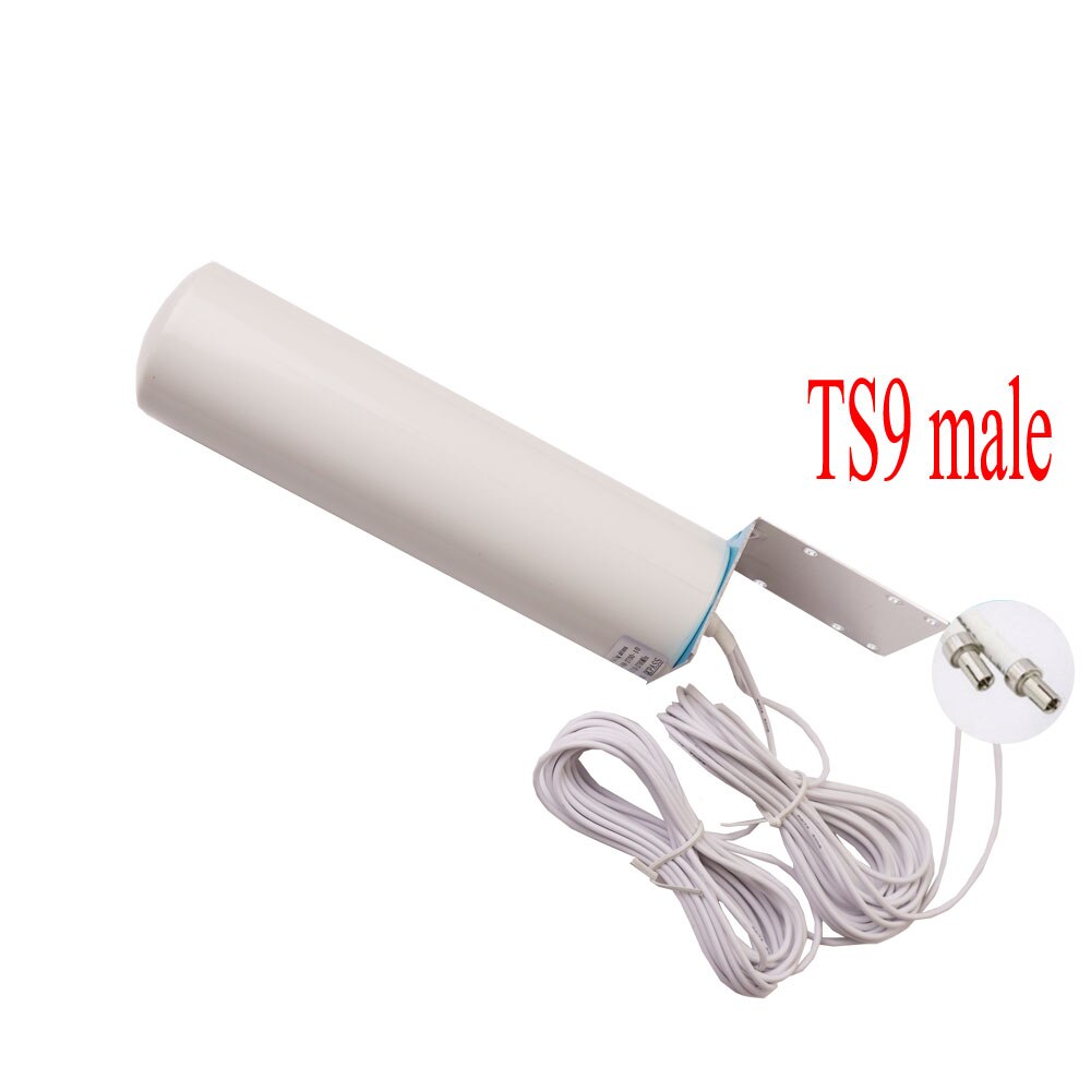 Zqtmax 12dBi Omni Communicatie Antenne CRC9 TS9 Sma 2G 3G 4G Lte Repeater Tv 5M Dual kabel Voor Huawei Xiaomi Zte Wifi Router: 2xTS9 male 5m