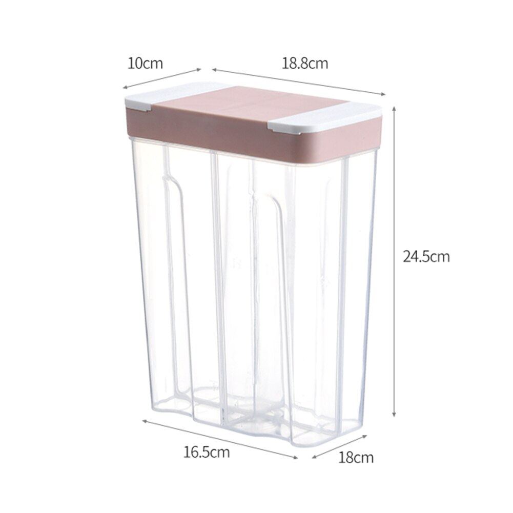 4 Grids 2.6L Food Storage Container Plastic Kitchen Refrigerator Flour Rice Box Multigrain Storage Jar Transparent Sealed Cans