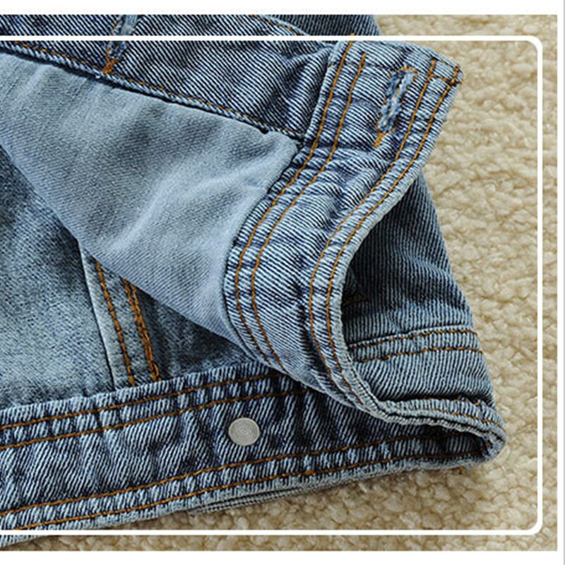 Black Denim Jacket Kids Print Children Jean Coat With Hood For Teen Boys 100-160 CM Outewear LC083