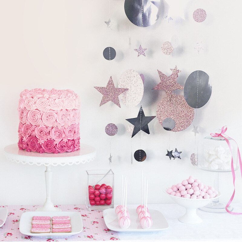 Guirlande pendante en chaîne en papier, 4m, pour décorations de mariage, décorations pour réceptionniste, fête prénatale, anniversaire, noël