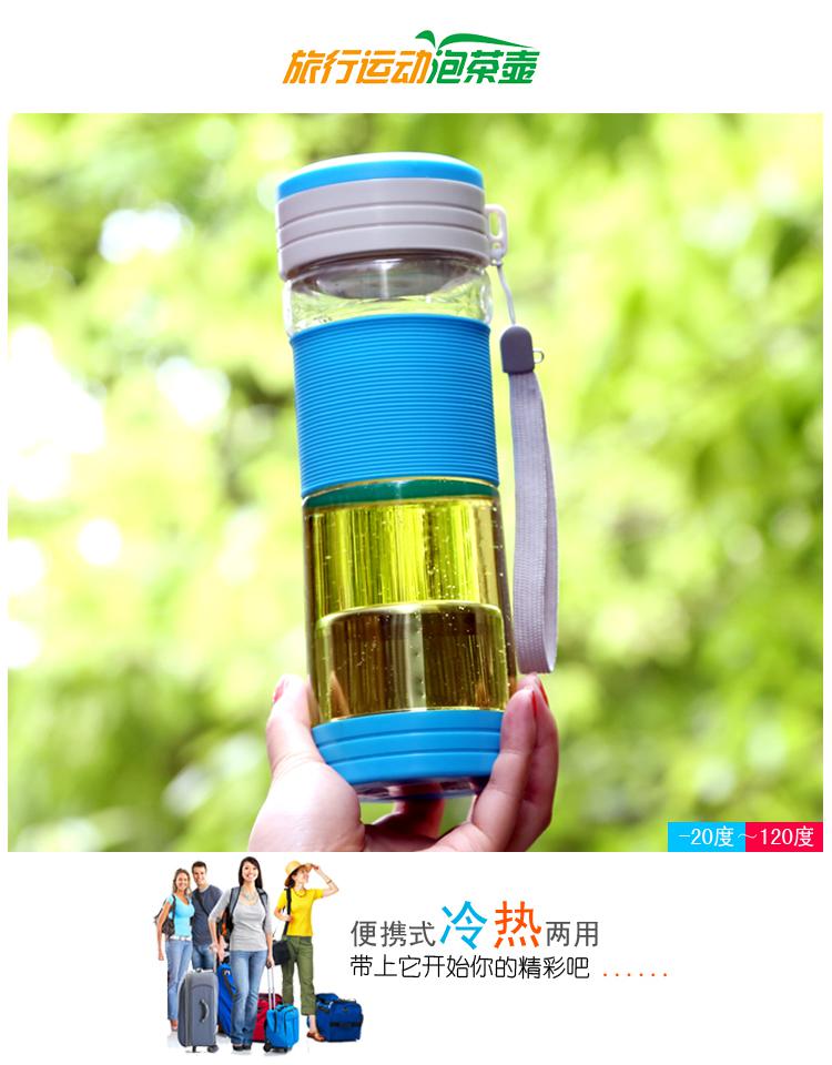 Bærbar plast 500ml sommer te studerende rejse plads sport vandflaske sport flaske drikke flaske til camping: Blå