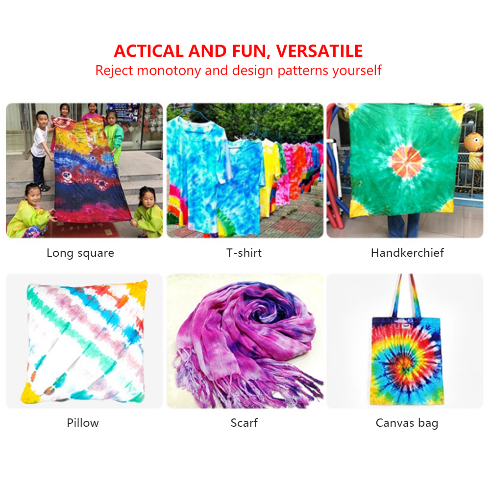 12pcs Clothing Set Tie-Dye Kit Party Group Fabric Textile Easy Use Activities DIY Tie Dye Kit