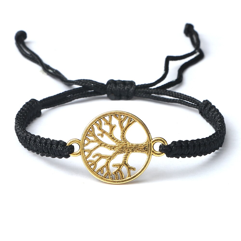 2 pçs/set vermelho preto vida árvore fio pulseira masculino tecido trançado ajustável tibetano budista pulseira feminino amante jóias presente