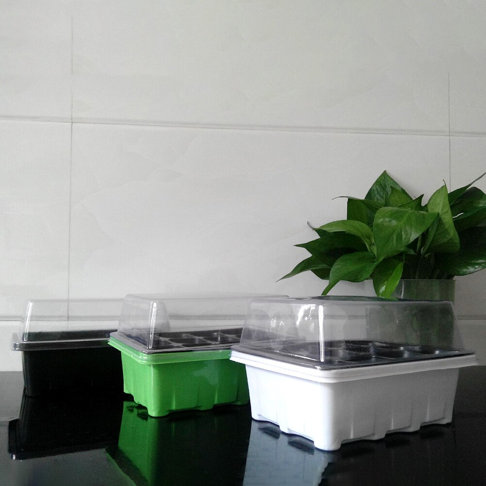 12 celler frøbakke vokse kasse planteskole potteplante spiring kit med kuppelplante tags til blomsterhave