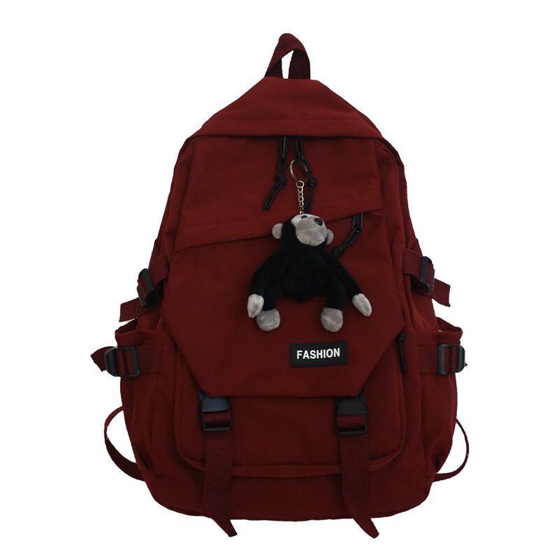 Hocodo Mode Vrouwen Rugzak Waterdicht Nylon Unisex Schooltas Effen Kleur Mannen Schoudertas Vrouwelijke Student Rugzak Reistas: Red