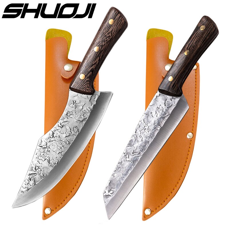 Forge Boning Knife Japanese Full Tang Handle Knife Handmade Steel Kitchen Boning Knives Chef Slicing Utility Santoku Cleaver: Type1Type2withsheath