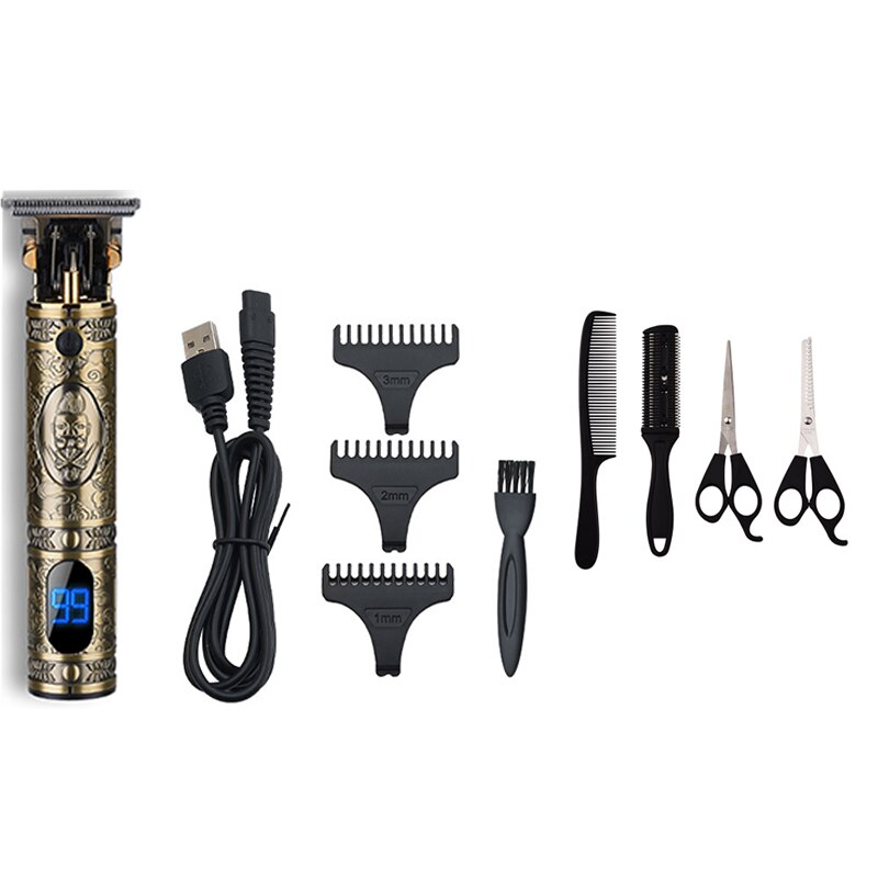 Usb Oplaadbare Tondeuse Elektrische Cordless Skelet Tondeuse Scheerapparaat Trimmer Mannen Kapper Haar Snijmachine 0Mm Scheermes: 09