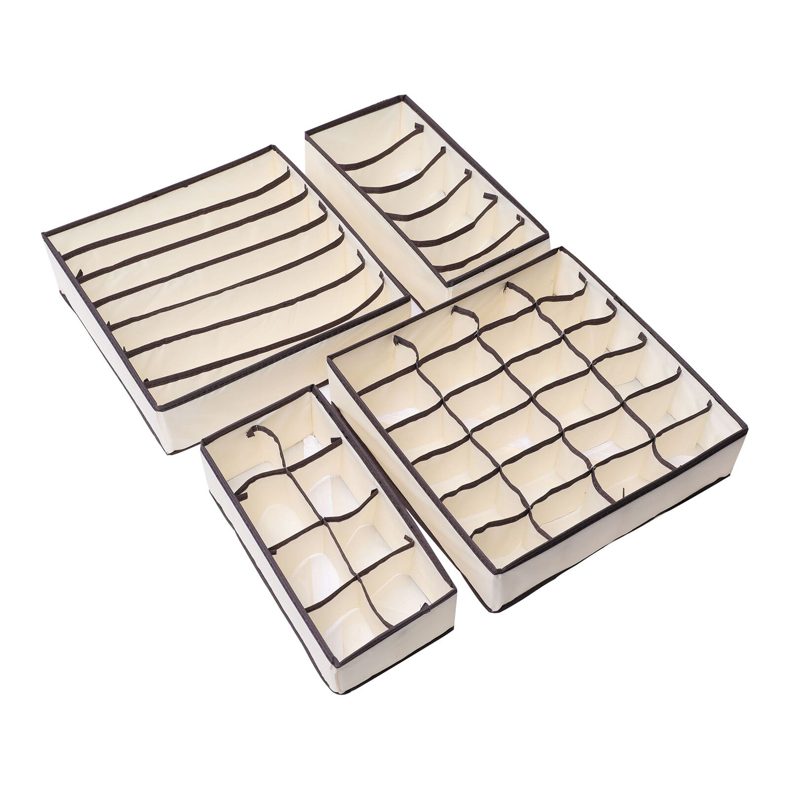 40# Dividers Drawer Organizers Closet Clothes Foldable Dresser Underwear Storage Box Bras Socks Multi-compartment Organizador: Beige 