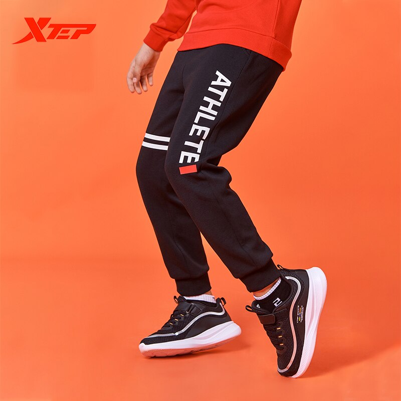 Xtep kinderbroek herfst jongens casual plus fleece broek comfortabele warme sportbroek 680325639013