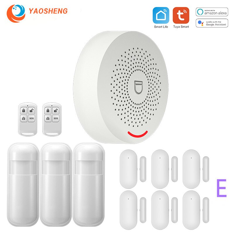 WIFI Intelligent Alarm Security System With Door Sensor Smart Life&amp;Tuya App Control Compatible With Alexa &amp; Google Assistant: E / EU plug