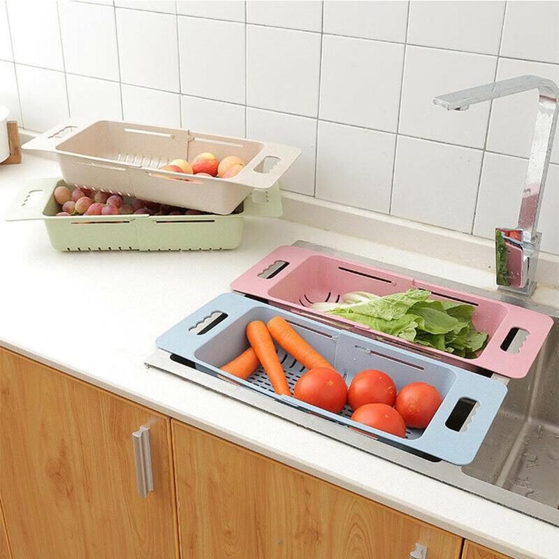 Retractable Sink, Panning Basin, Drain Basket, Rectangular Plastic Fruit, Kitchen Sink, Dish Storage