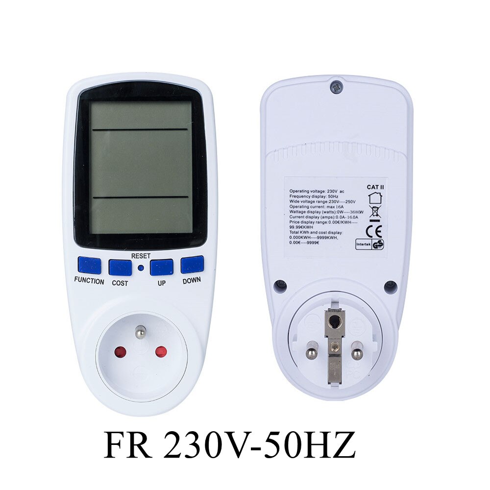 Vermogensmeter digitale wattmeter kwh watt monitor stopcontactanalysator elektrische meetinstrumenten eu br  ac 230v-250v 110v-130v: Fr-stekker