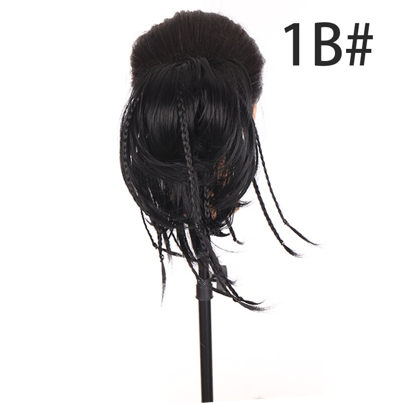 QUEENYANG-Peluca de fibra sintética, pelo rizado con banda trenzada, pelo liso, Color de belleza desordenado: 1B