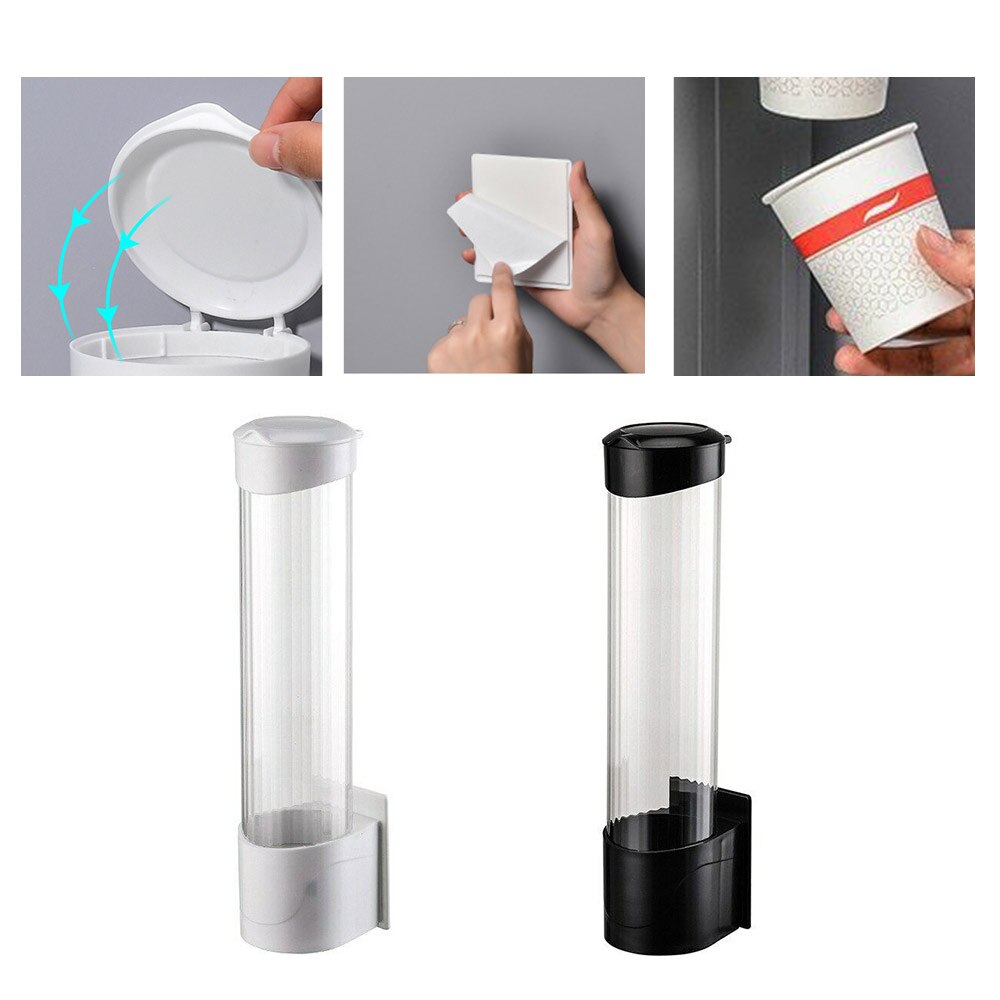 1 Uds. Caja de almacenamiento de vasos desechables organizador sin perforaciones vasos de papel para colgar en la pared caja de almacenamiento de plástico para fuente de bebida